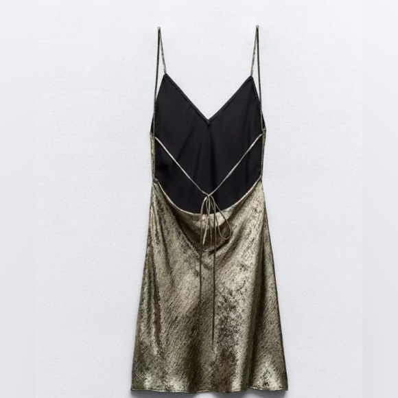 🔥 Zara Gold Slip Dress 🔥 - Picture 3 of 3
